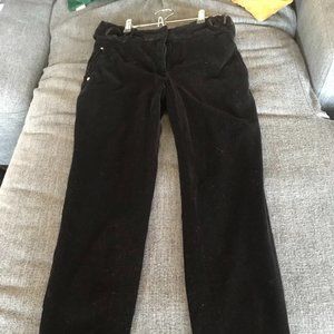 Black velvet straight leg pants